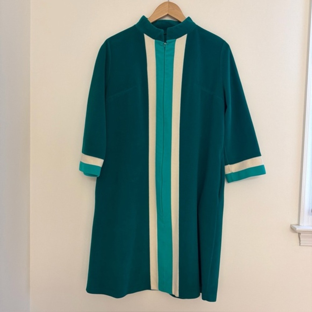 Vtg Vanity Fair Robe Womens 14 Velour House Coat Gown Pajamas 3/4 Zip 60s 70s